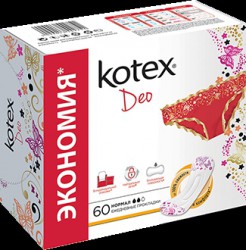 Прокладки женские ежедневные, Kotex (Котекс) 60 шт нормал део с алоэ вера