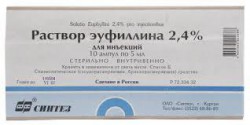 Эуфиллин, раствор для внутривенного введения 24 мг/мл 5 мл 10 шт ампулы